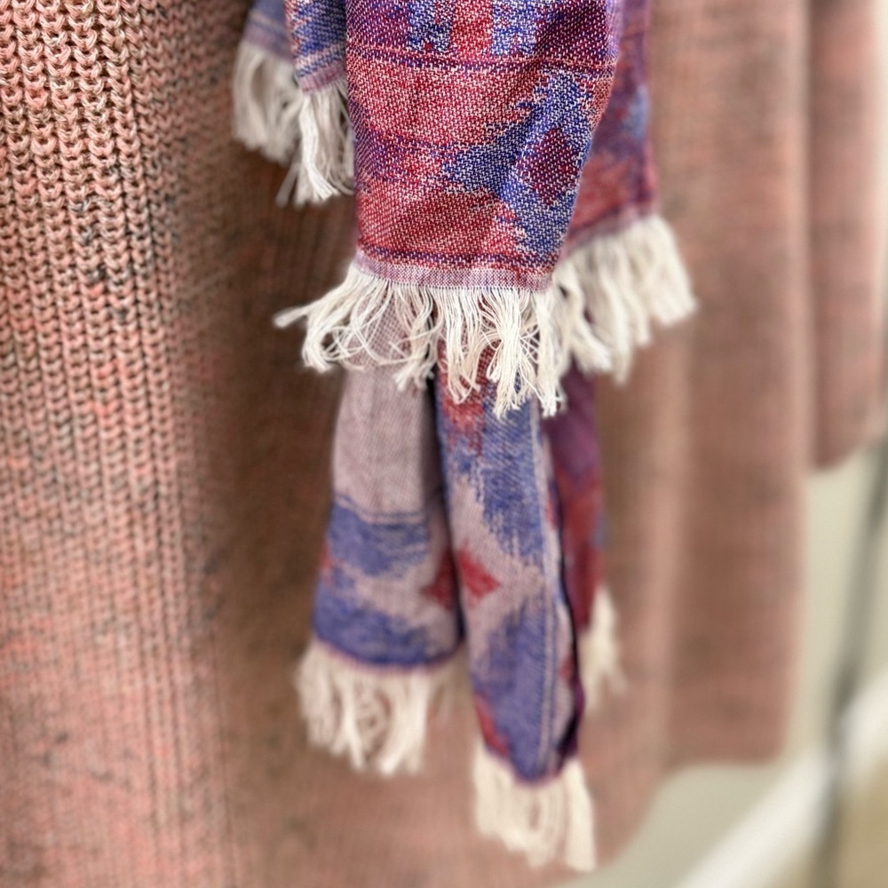 Purple Pashmina Scarf with Fringes – Boho Wrap - Picture 5 of 5